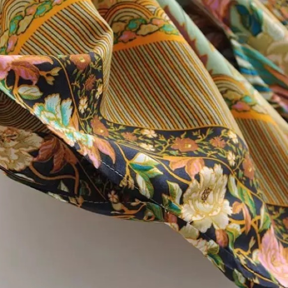 SOLD OUT Boho Peacock Feather Floral Kimono Duster Robe - Picture 7 of 9